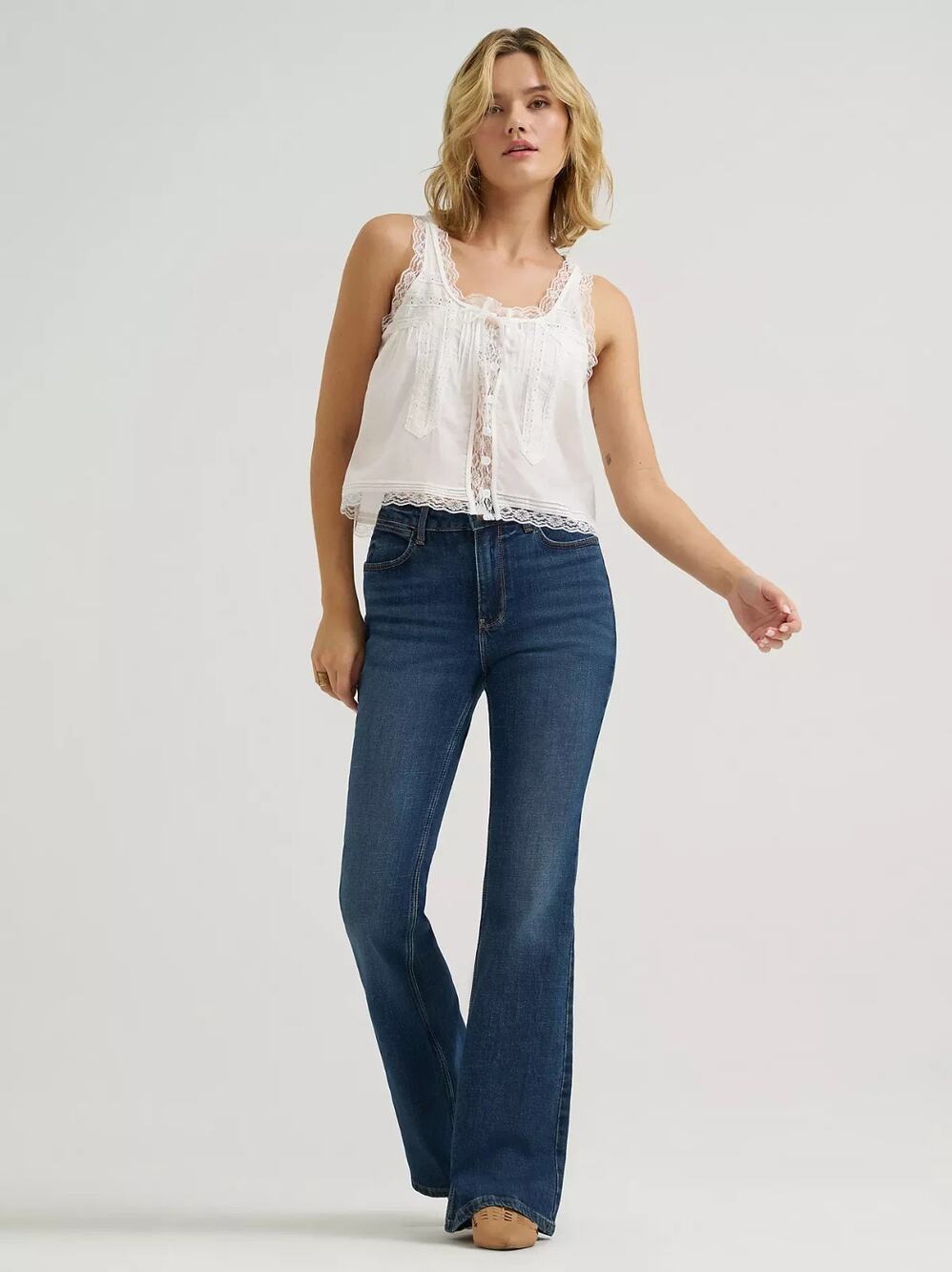 Wrangler High Rise Fierce Flare Jeans Blue Denim 10/34